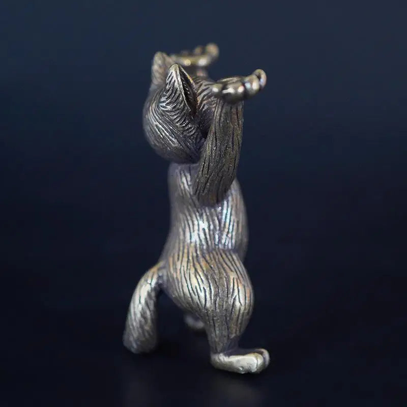 Kung Fu Cat Statue Desktop Ornaments Miniatures Home Decoration Metal Qme