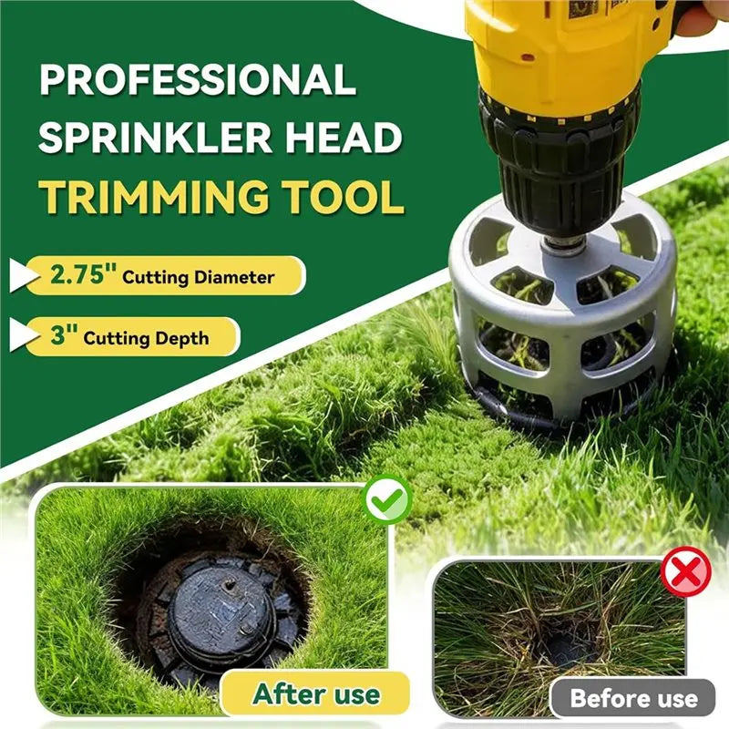 A02F-Lawn Sprinkler Cutter 2.75", For 1/2" Cordless Drill Compatible, Stainless Steel Sprinkler Head Grass Trimmer Tool Qme