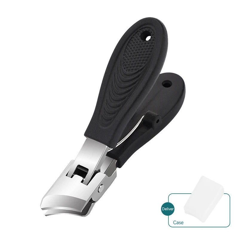 Large Jaw Openning Nail Clipper Thick Hard Slanted Cutter Stainless Qme Black
