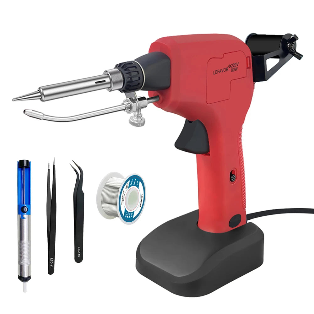 LEFAVOR 80W Soldering Iron Gun Hand-held Internal Heating Auto Send Qme SET2 220V EU PLUG