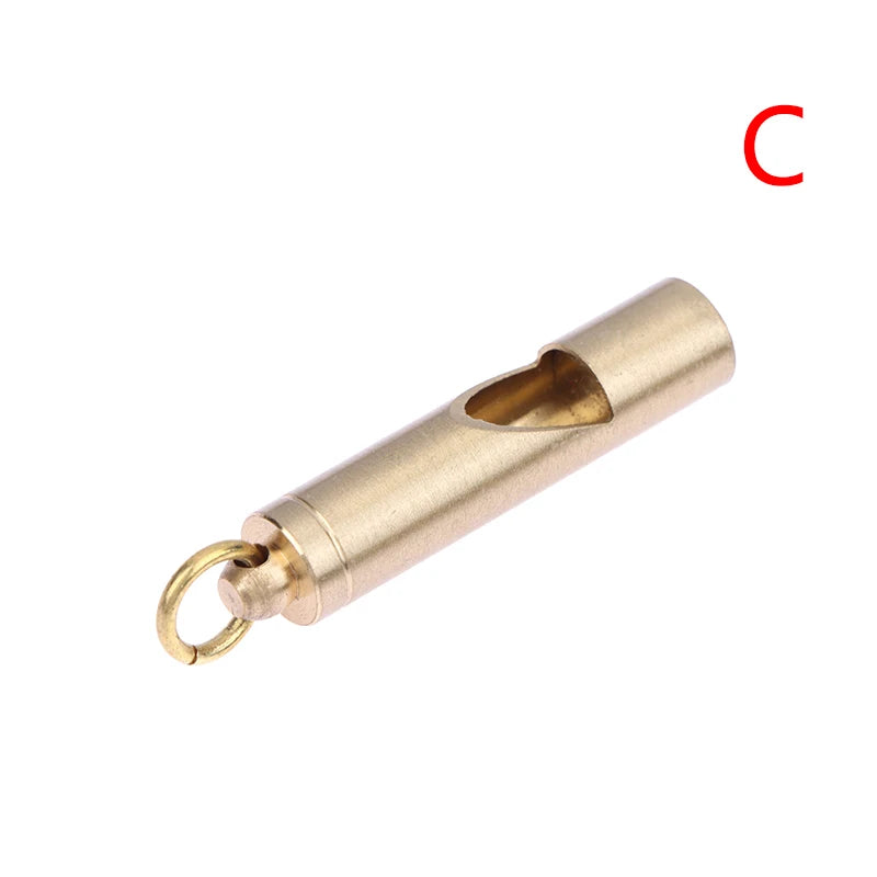 Brass Whistle Keychain Pendant Outdoor Survival Portable Single Tube Qme C