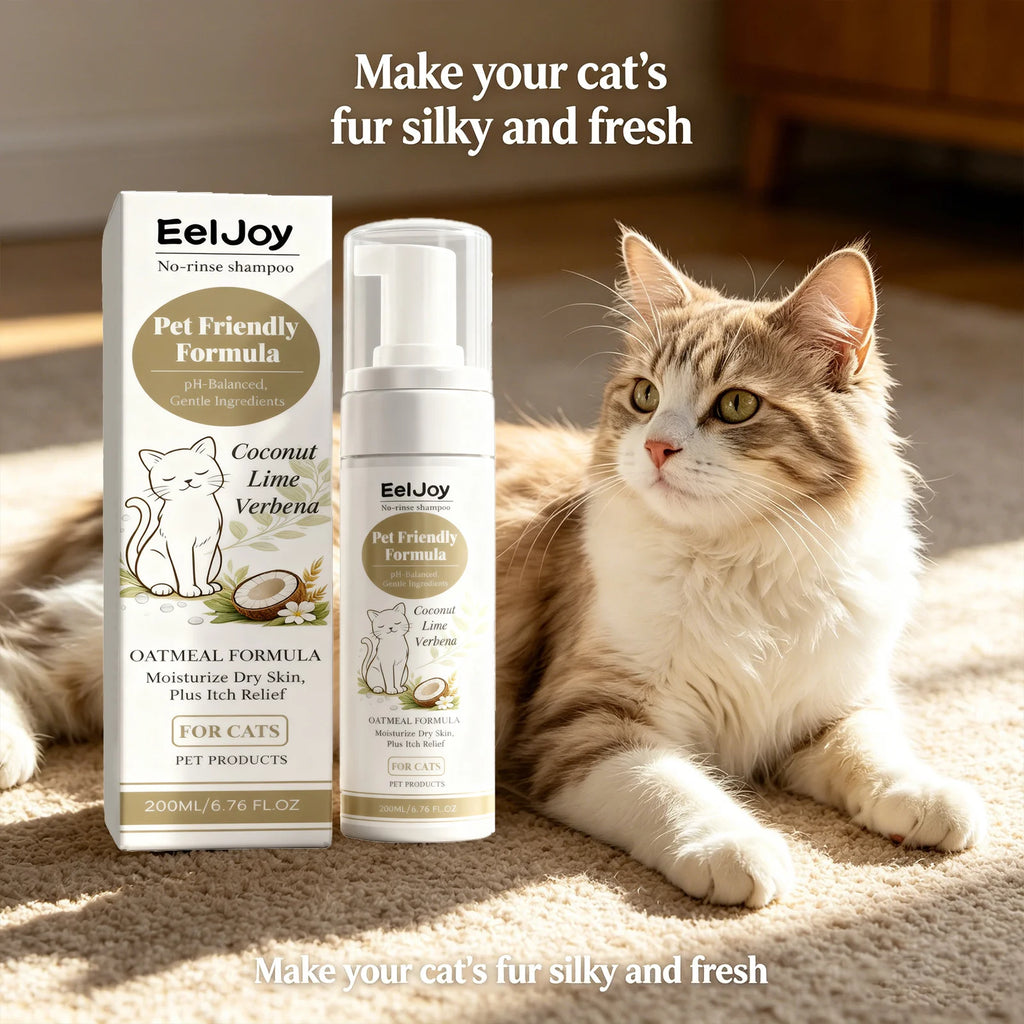 Fragrant Cat Shampoo Moisturizing Remove Dirt Reduce Odors Control Oil Relieve Itching No-Rinse Hypoallergenic Cat Shampoo Foam Qme