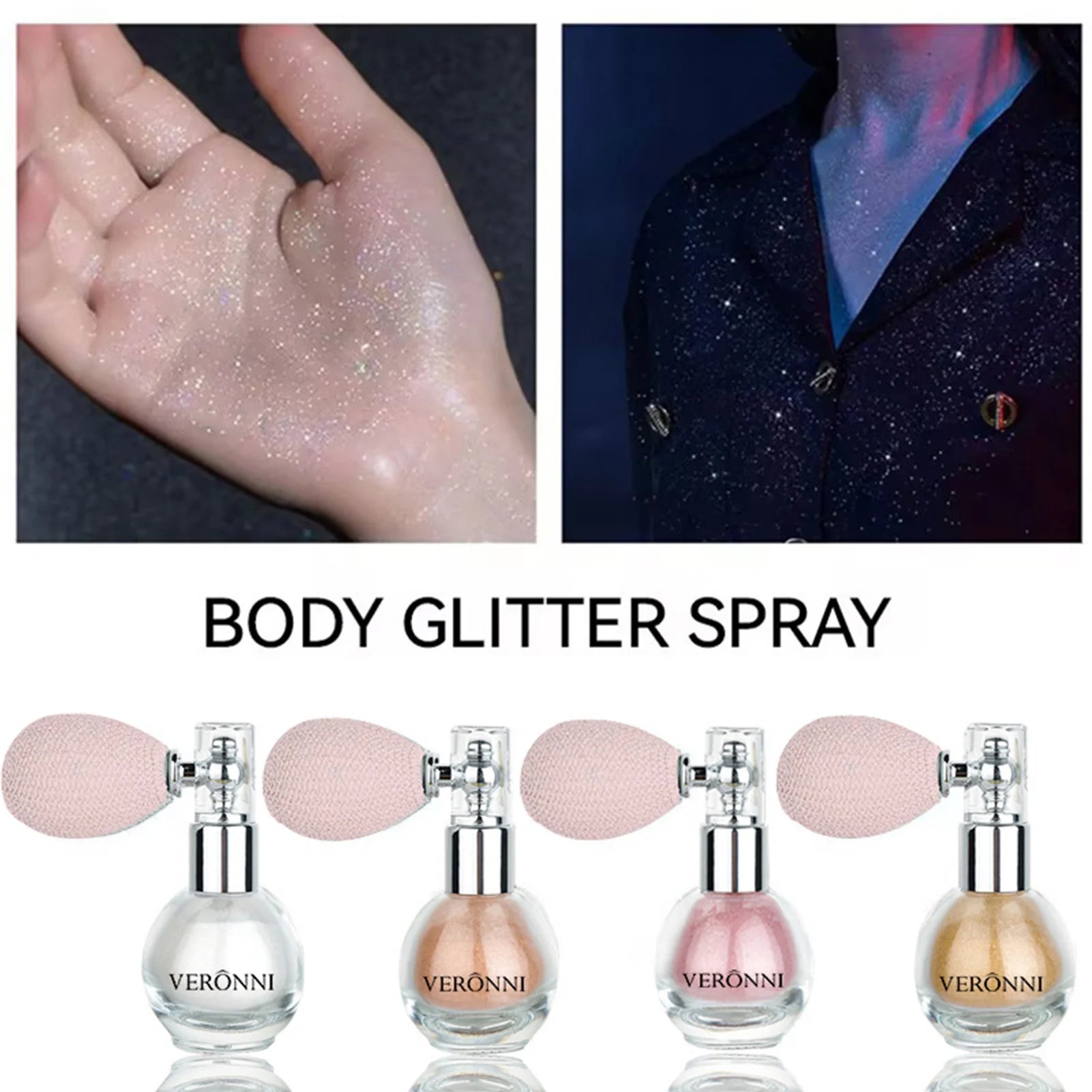 Glitter High Gloss Spray Shiny Glitter Spray for Hair and Face Universal Body Makeup Compatible for All Types of Skins and Tones Qme