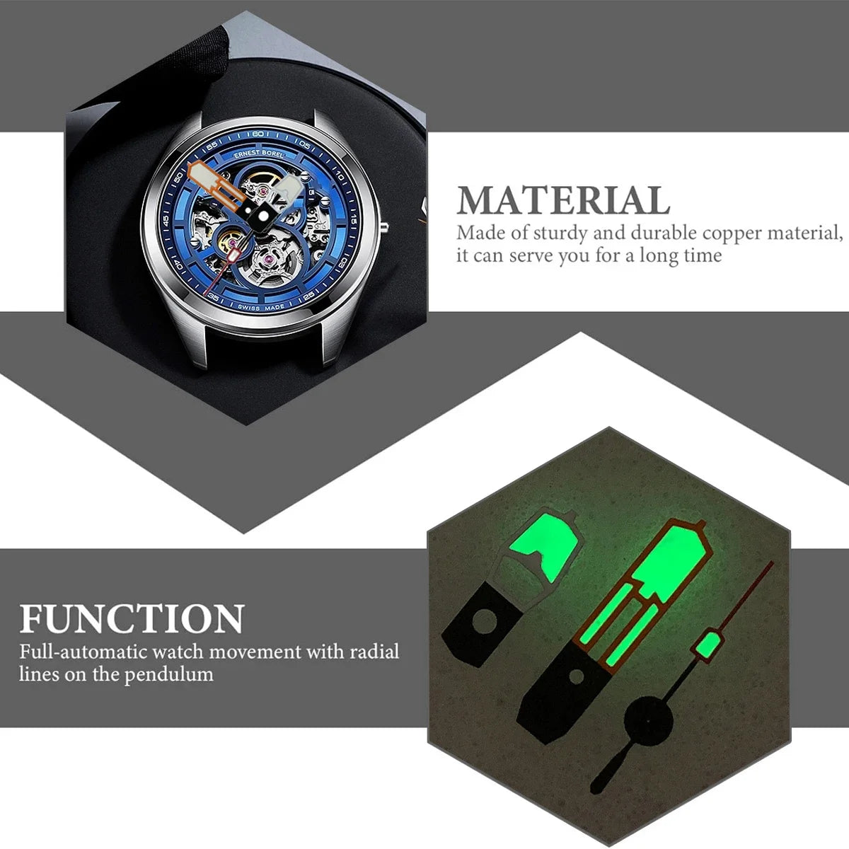 Modified Watch Accessories Orange Red White Color Matching Hands Green Luminous Hands for NH35/36/4R7S Movement Qme