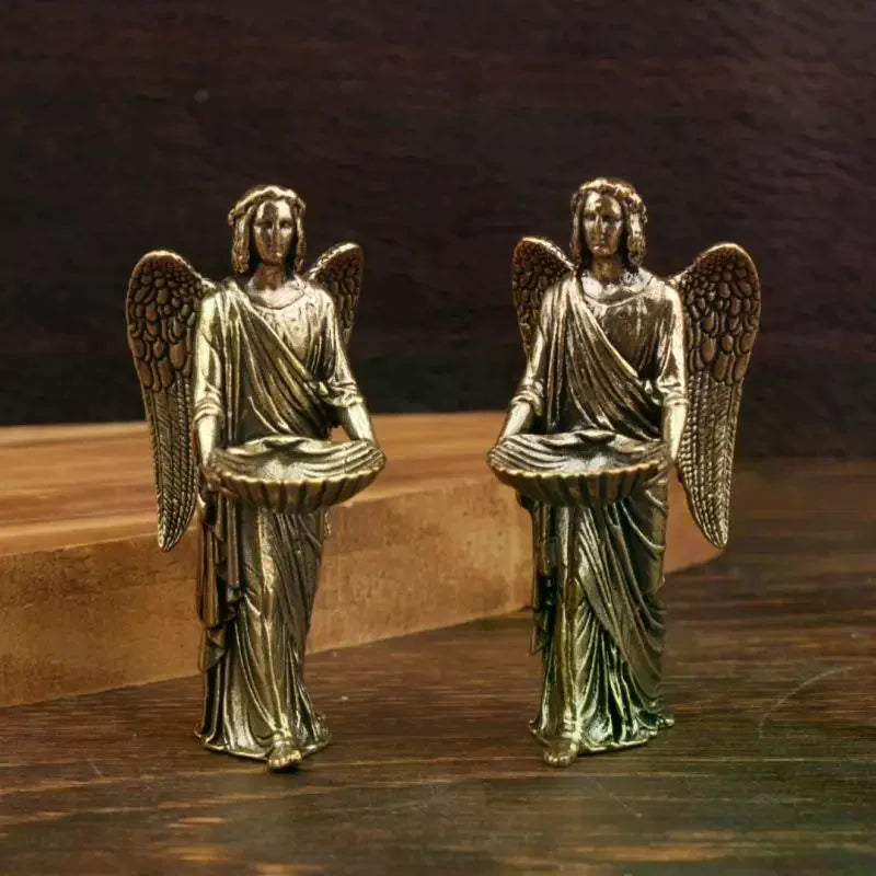 Handmade European Angel Figurine Home Decor Statue Guardian Angel Wings Angel Ornament Metal Character Models Craft Qme