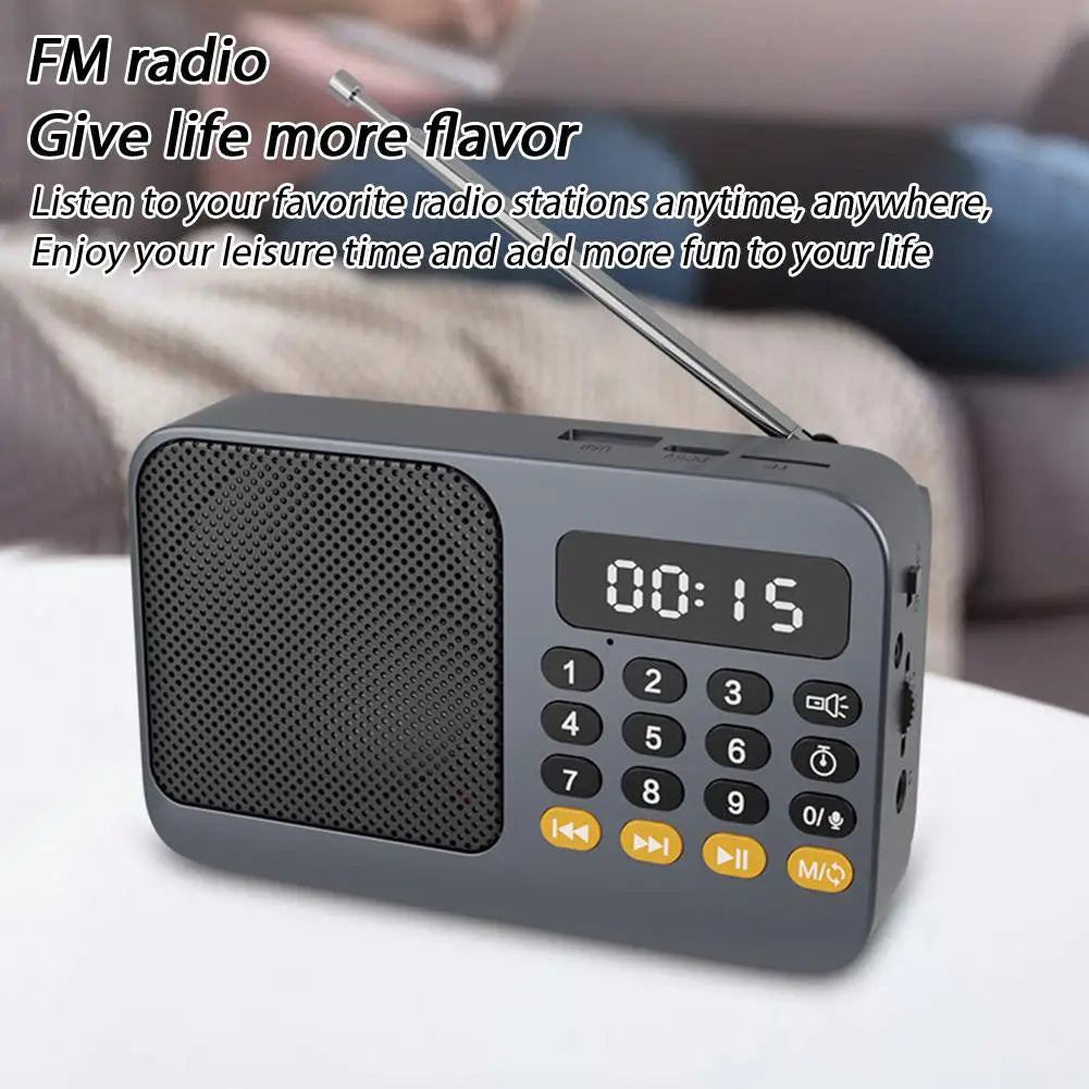 Handheld Rechargeable Digital FM USB TF MP3 Player Portable Radio Music Player Speaker Devices Supplies With LED Display Radio Qme