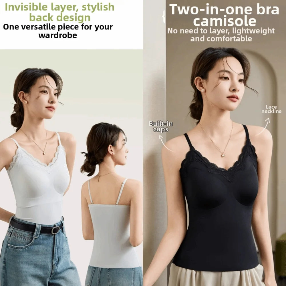 Ins Fashion Lace Women Ice Silk Camisole Non Trace Slim Fit Suspender Qme