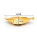 Boat-shaped Bamboo-woven Fruit Basket Living Room Storage Tray Snack Qme L