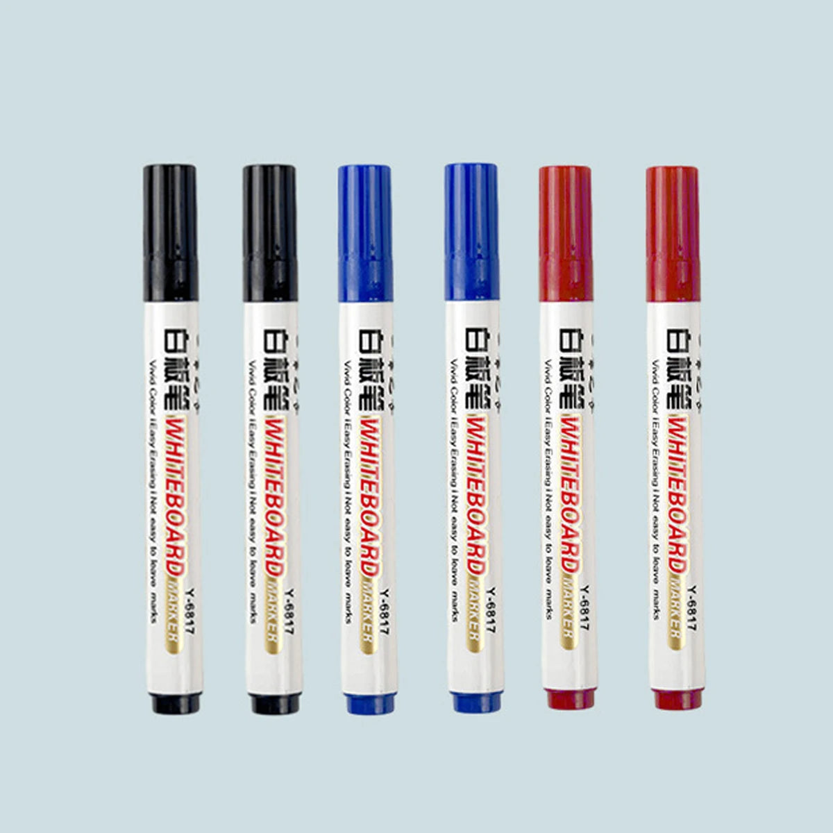6Pcs/Set Dry Erase Whiteboard Marker Pen Blackboard Pens Thin Nib Black Blue Red Color Erasable Marker Pens Qme 2black 2blue 2red