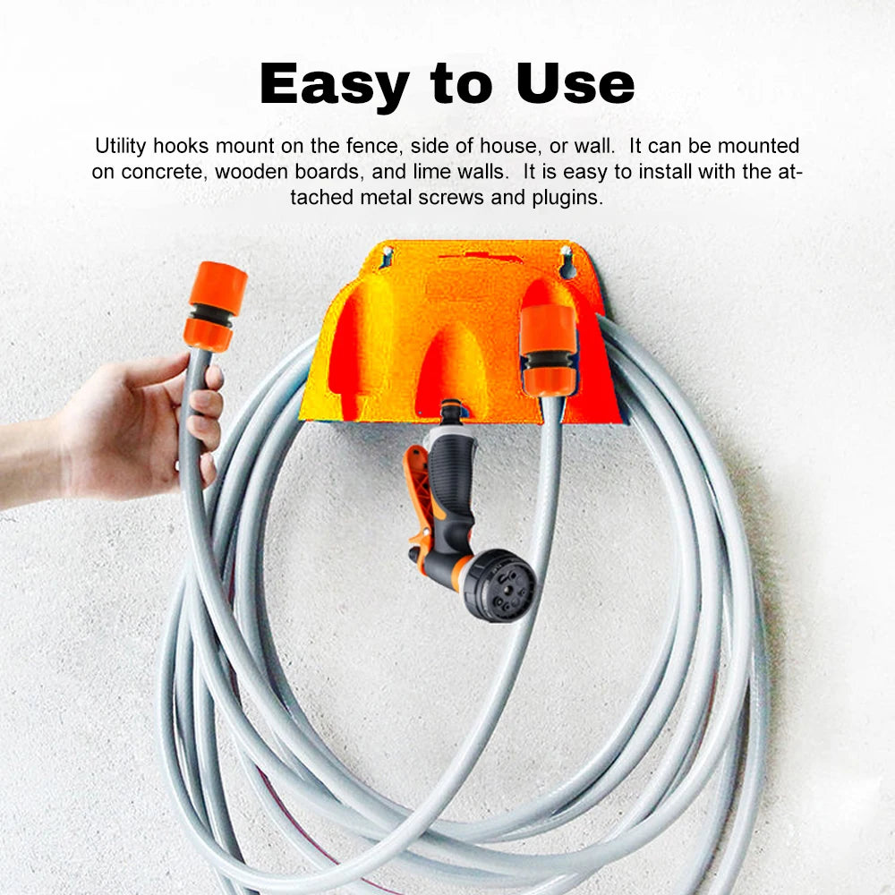 Garden Hose Holder Heavy Duty Wall Mounted Hose Hanger Water Hose Storage Organizer Rack for Garden Yard Irrigation Tools Qme