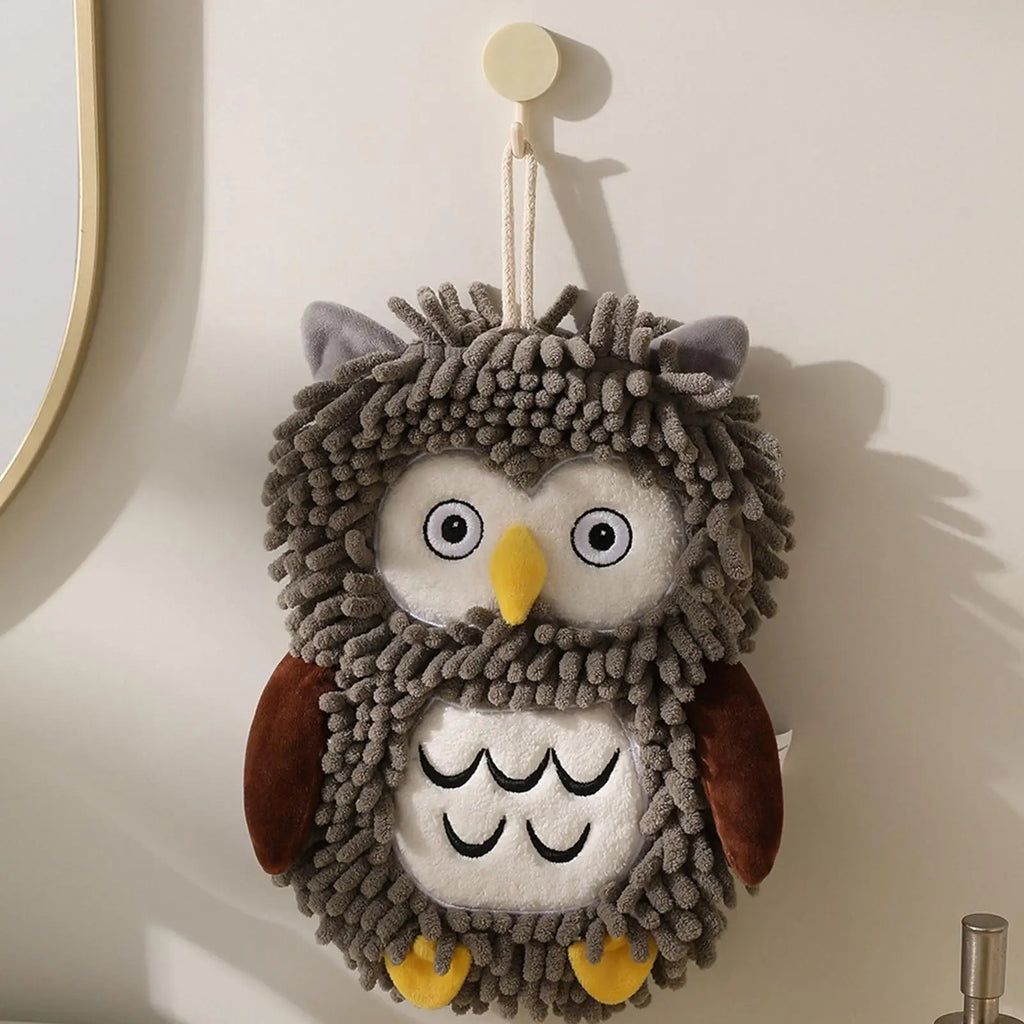 Chenille Towel Owl Design Soft Washcloth Absorbent Chenille Quick Dry Hand Towels For Bathroom For Hotel Home Kids Adults Family Qme