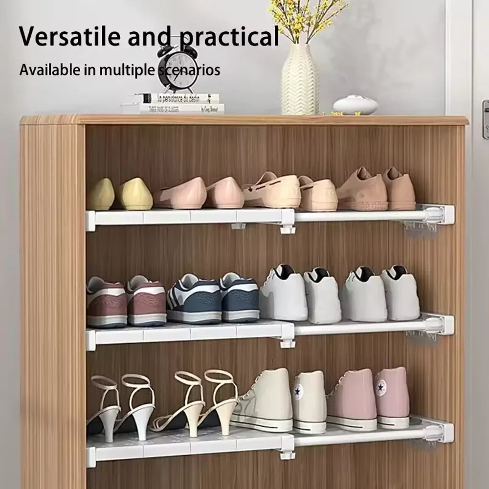 No-Drill Expandable Shelf Dividers Adjustable Wardrobe Cabinet Organizers Kitchen/Bathroom Storage Rack Dorm Space-Saving Qme