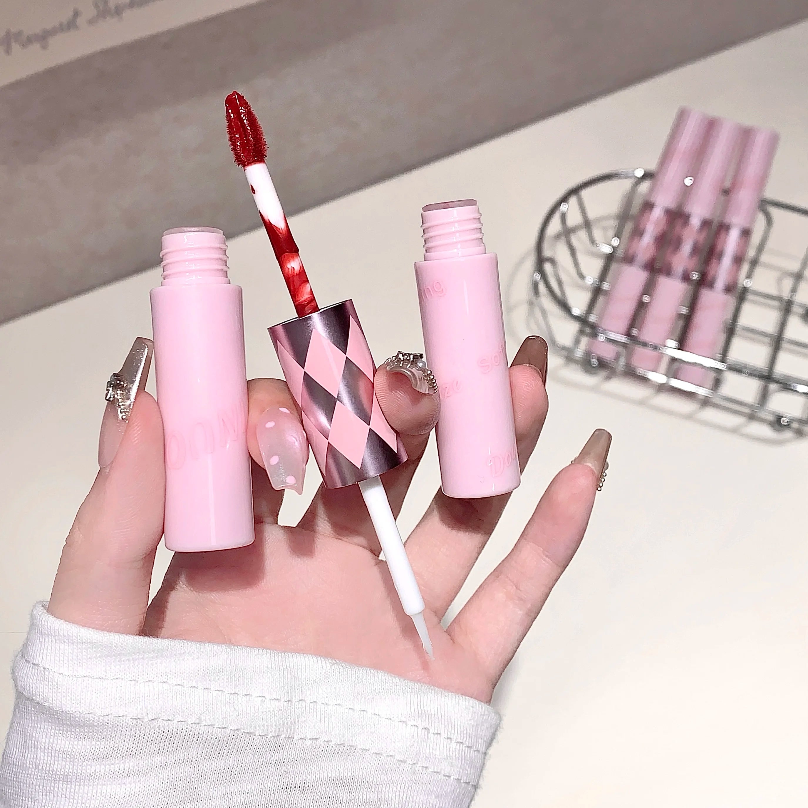 SHAQINUO Double End Lip Glaze Full Gloss Mirror Matte Velvet Long Qme