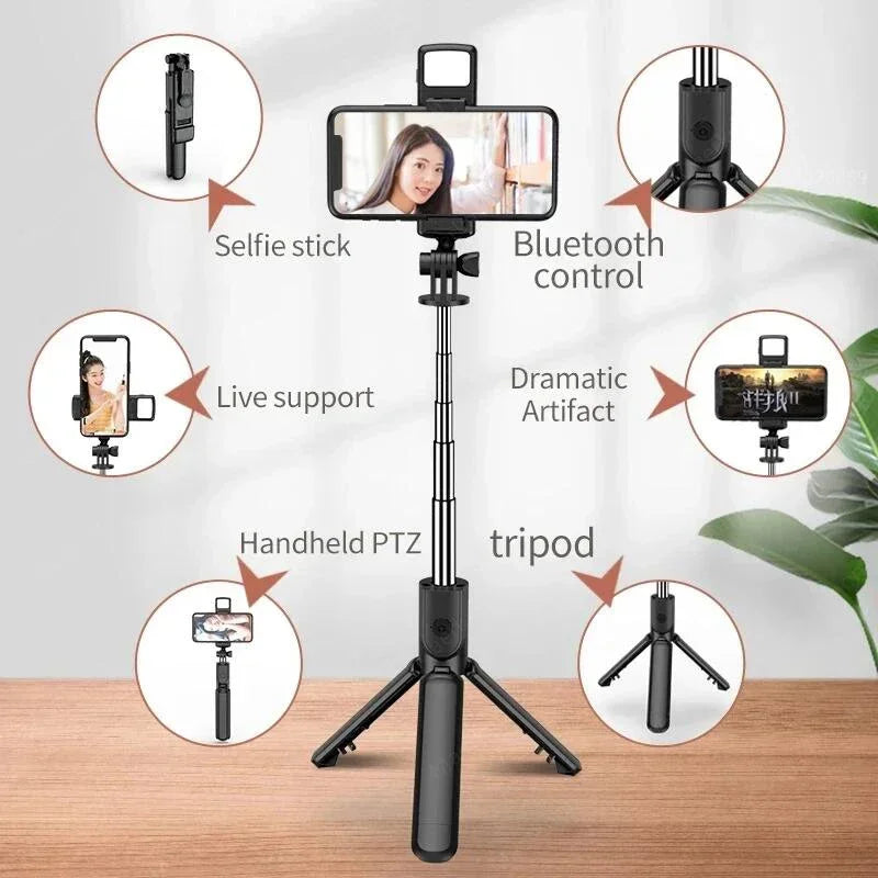 Portable Wireless Bluetooth Selfie Stick Tripod Stand Multifunctional Tripod With Wireless Remote Shutter For IOS Android Phone Qme