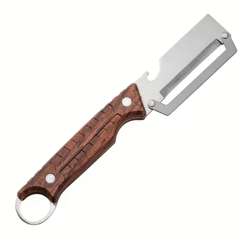 2 In1 Stainless Steel Peeler With Wooden Handle For Peeling And Slicing Fruits And Vegetables | Durable And Smooth Operation Qme Wooden handle peeler