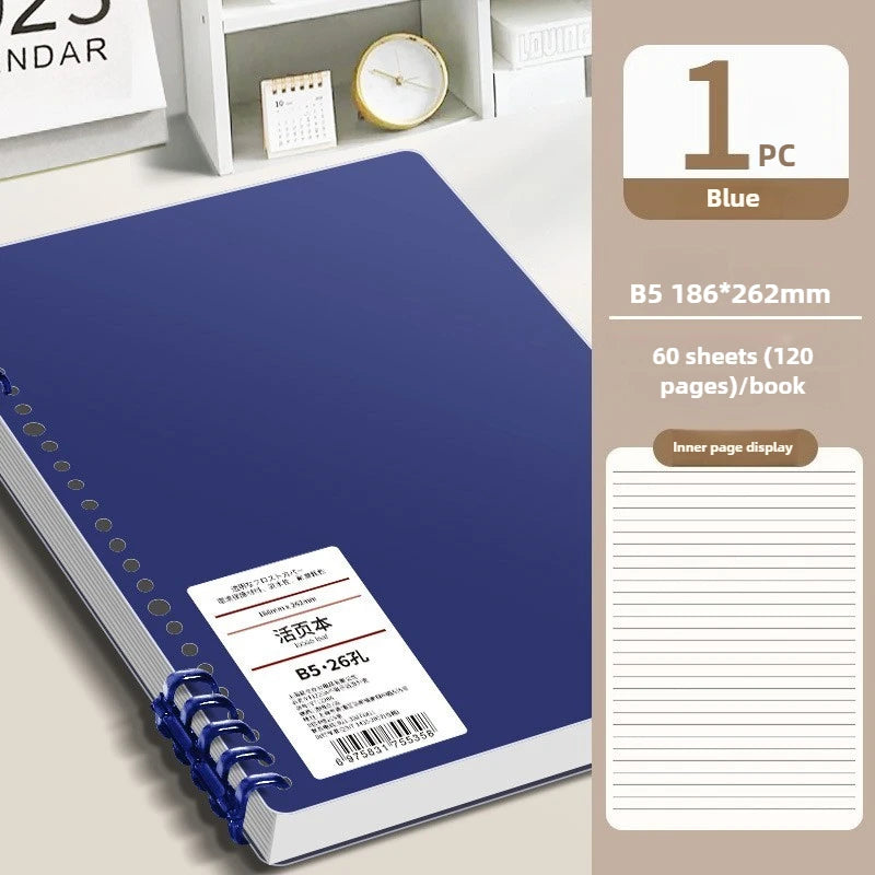 60 Sheets B5 Vintage Aesthetic Spiral Loose Leaf Notebook Planner Diary for Student Office School Writing Stationery Supplies Qme B5-Blue