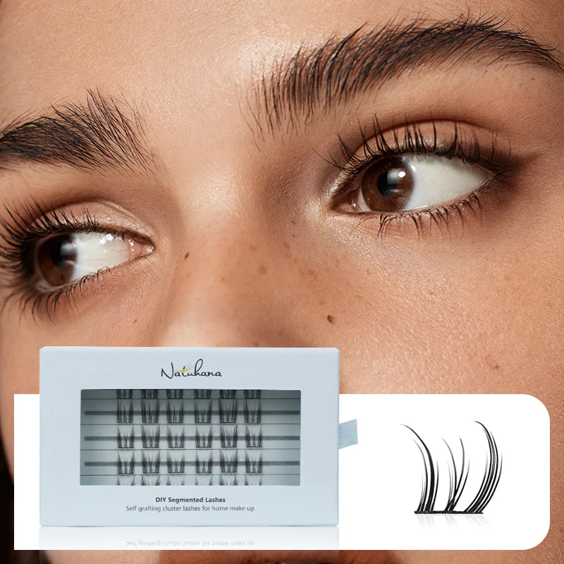 NATUHANA DIY Clusters Individual Lashes Eyelash Extension Makeup Qme