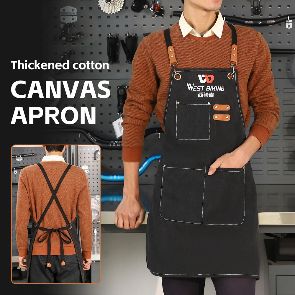Thickened Canvas Apron Bike Maintenance and Repairing Apron Carpentry Craftsman Plantsman Working Apron Qme