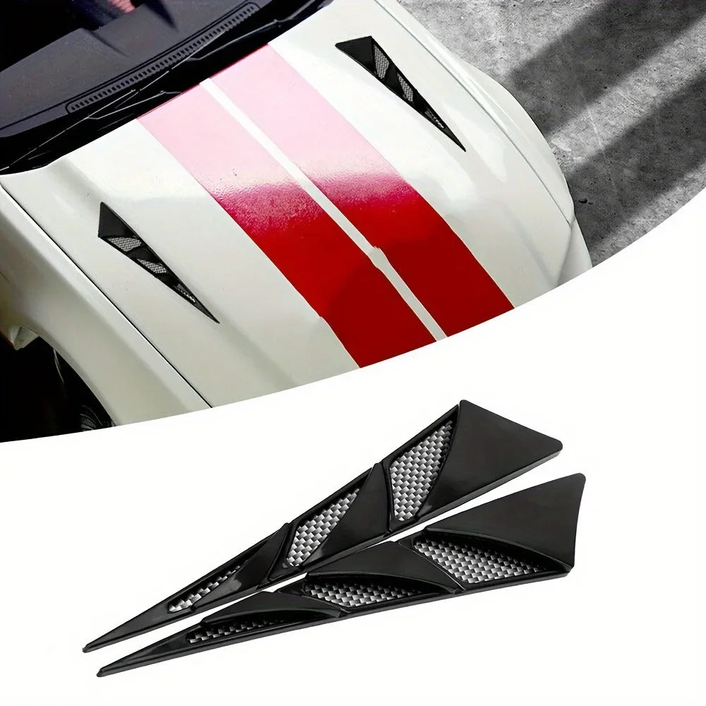 2pcs Fashion Universal Car Hood Vent Air Side Flow Intake Cover - Auto Exterior Hood Side Door Decorative Cover Trim Qme