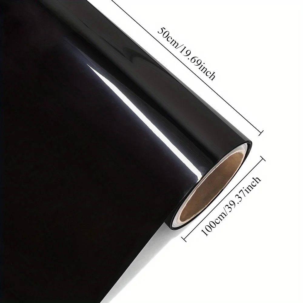 Smooth black car film, thin sheet adhesive film with bubble-free air release stickers, suitable for outdoor decoration of cars Qme Glossy Black