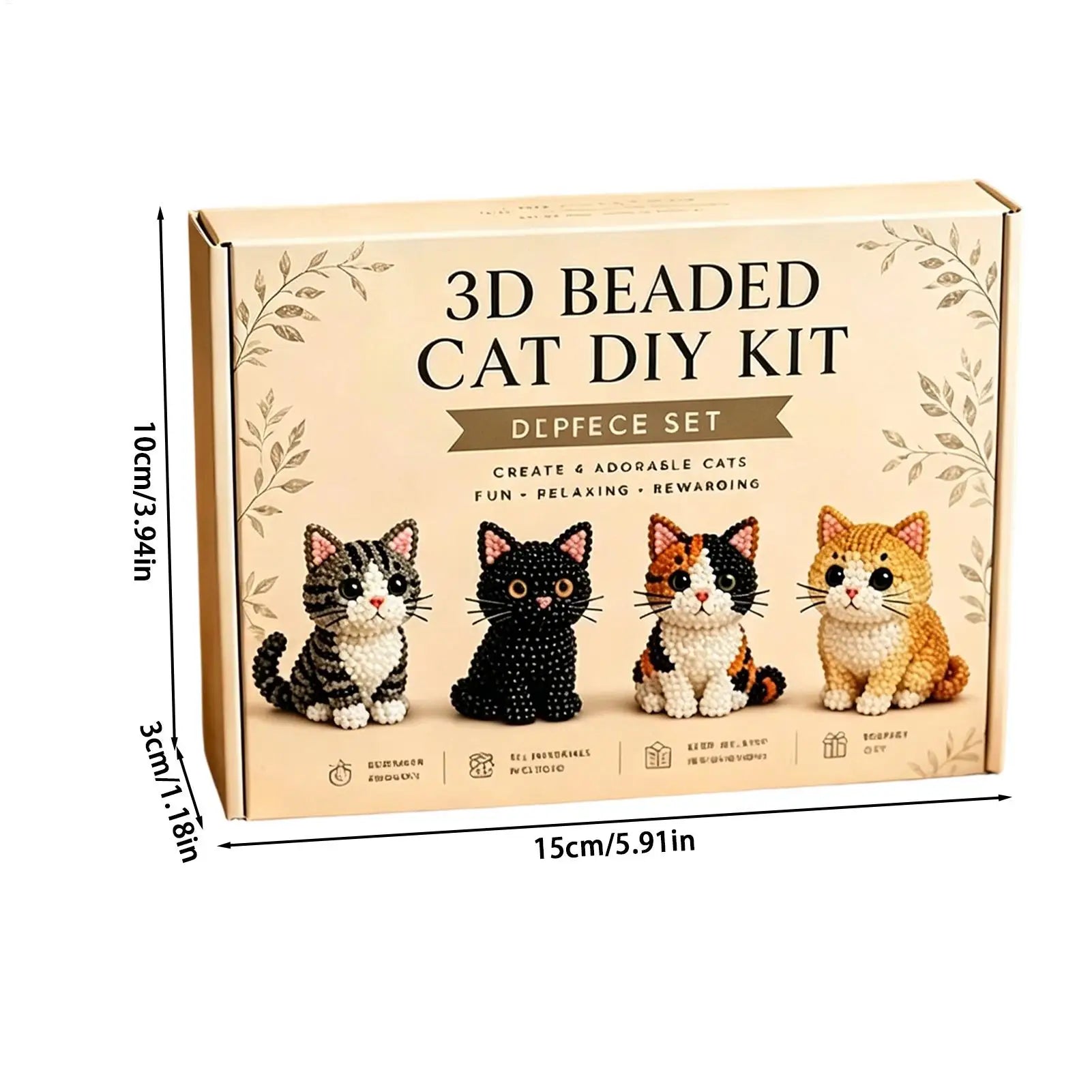 DIY Animal Beading Kit Cute Beginner-Friendly 3D Cat Funny Animal Beadwork Kit for Desk Decorations Bookshelf Decor Party Favors Qme