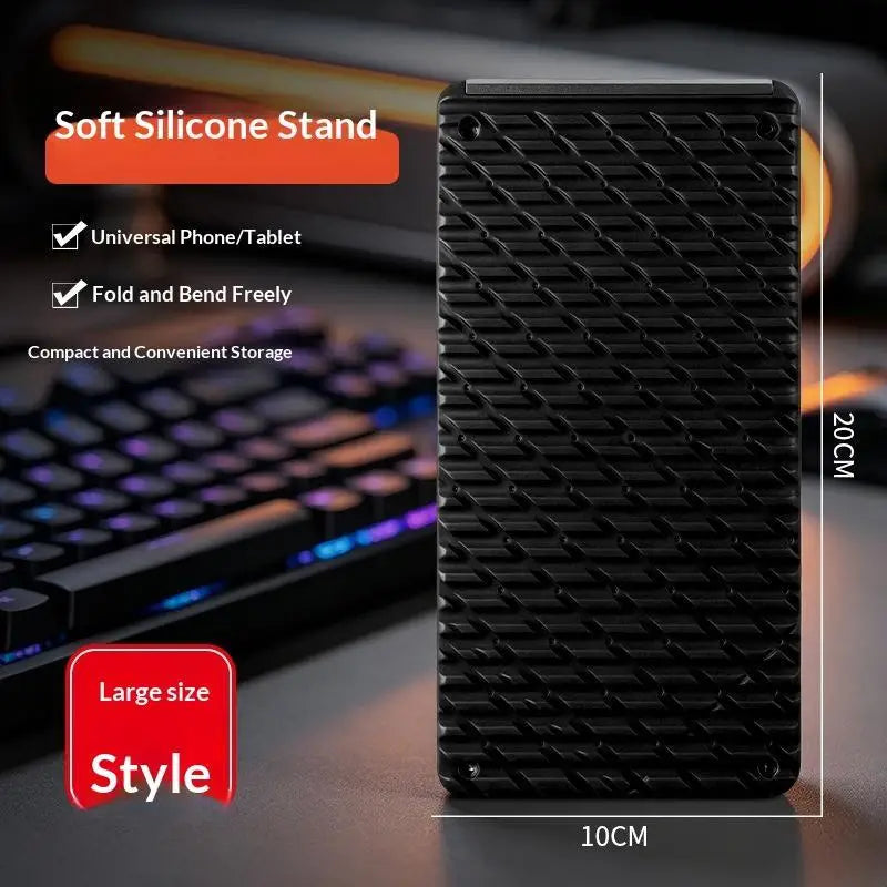 Non-slip Silicone Phone Stand Foldable Flexible Transformable Qme Black