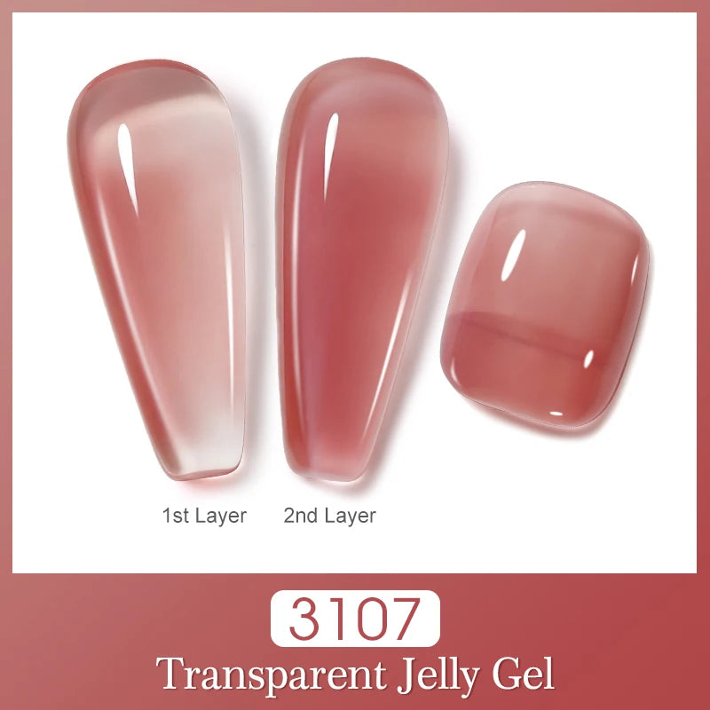 Arte Clavo Jelly Gel Polish Semi-transparent Pink Nude Clear DIY Nail Qme 3107