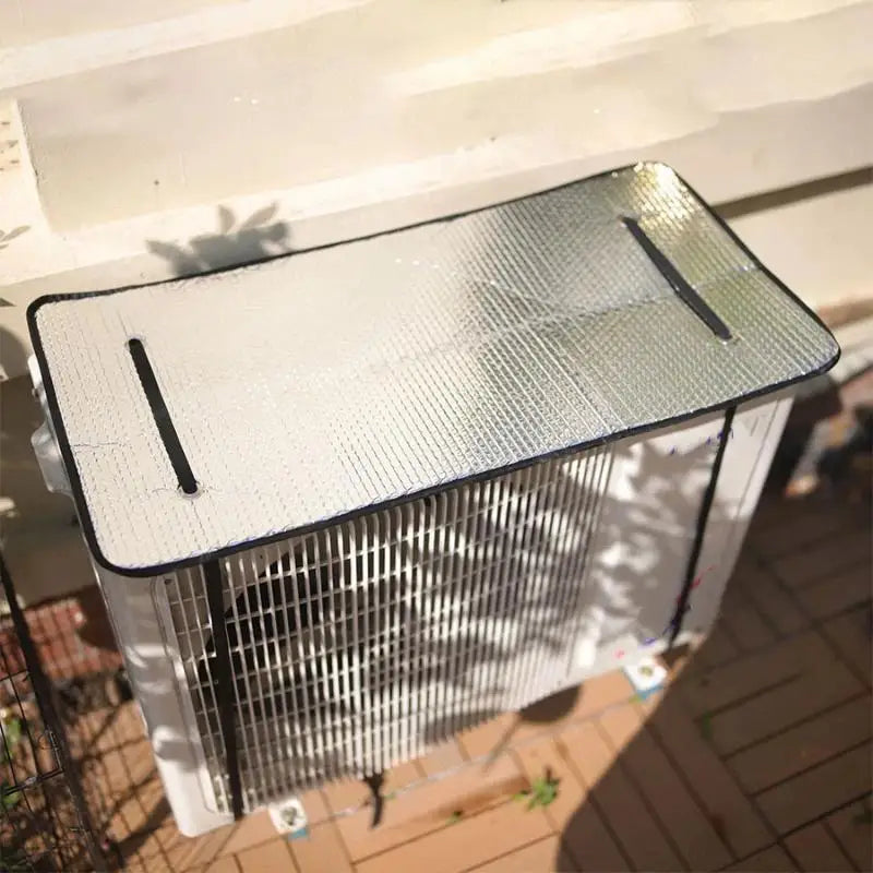 Outdoor Air Conditioner Cover Rainproof Sun Resistant Aluminum Foil Dust Cover With Elastic Band Lifting Loop Qme A6