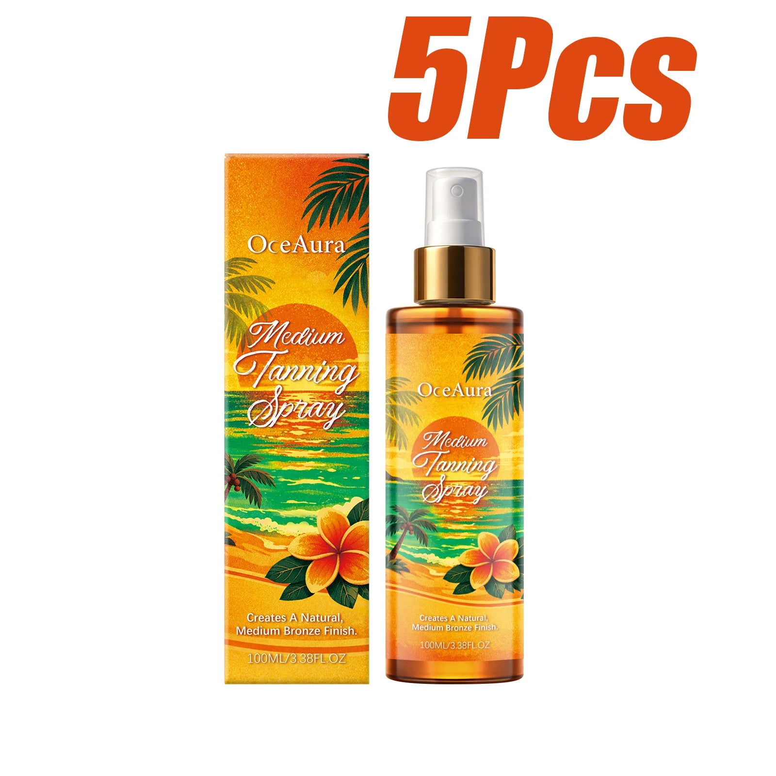 Self Tanning Spray Self Tanner Sunless Tanning Mist for Body Face Natural Looking Gradual Tan Sunless Tanner Spray for Men Women Qme 5 x 100ml Boxed