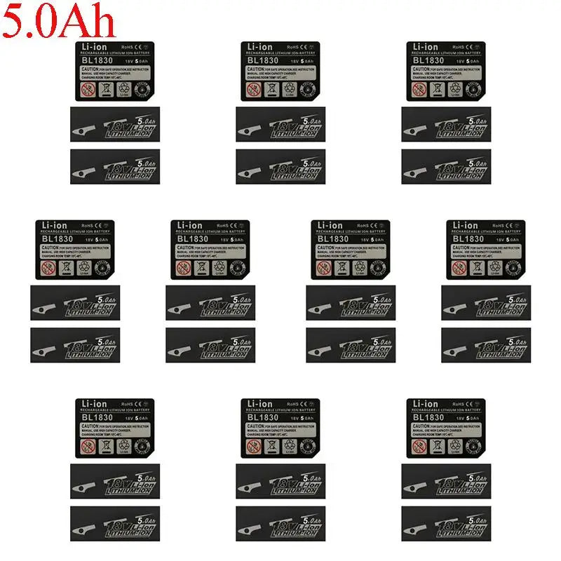 18V 3Ah 4Ah 5Ah 6Ah 9Ah BL1830 Li-ion Battery Label Stickers Capacity Qme 5.0Ah