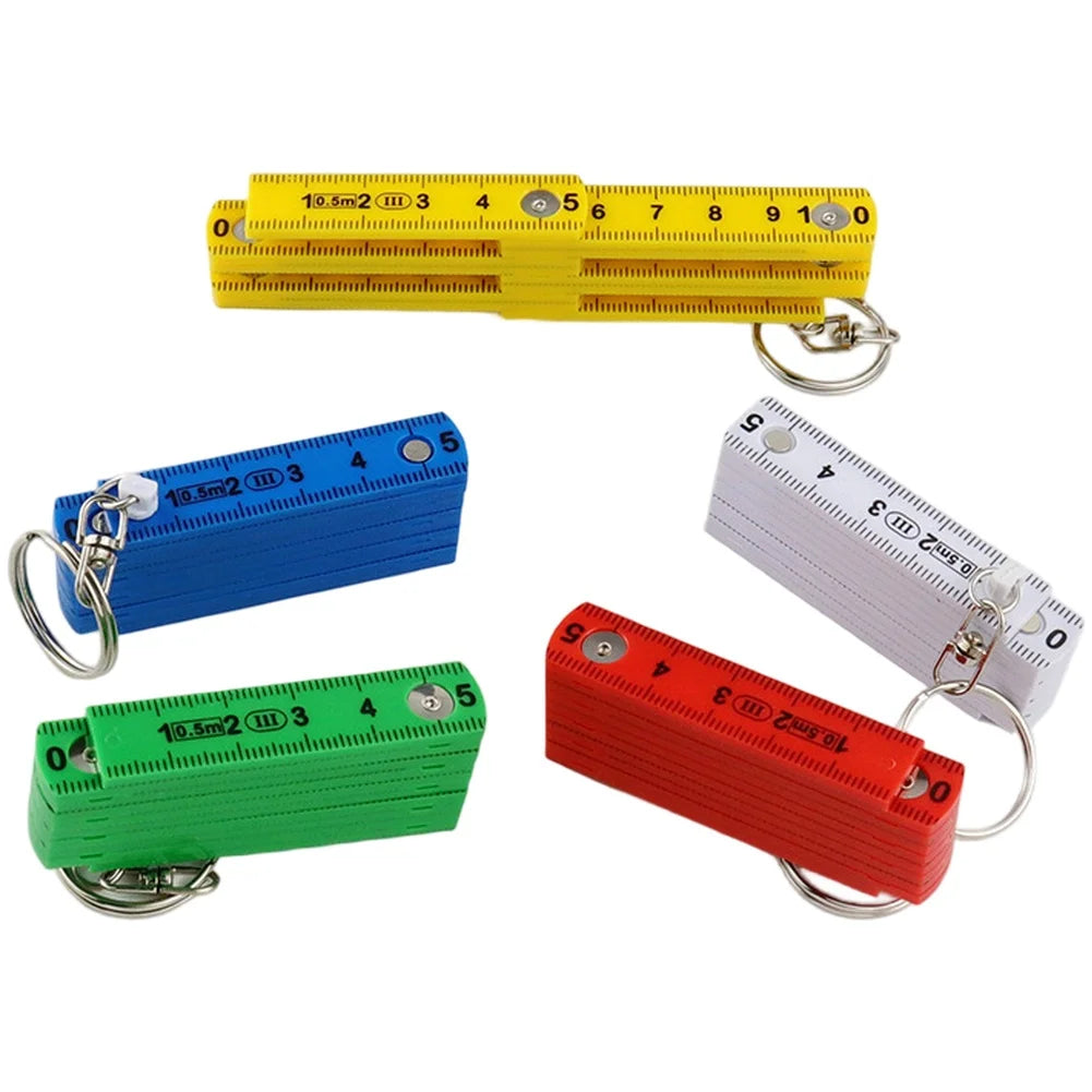 1Pcs 0.5 Meter Folding Ruler Keychain Plastic High Precision Portable Folding Ruler For Woodworking Bricklaying Measuring Tool Qme