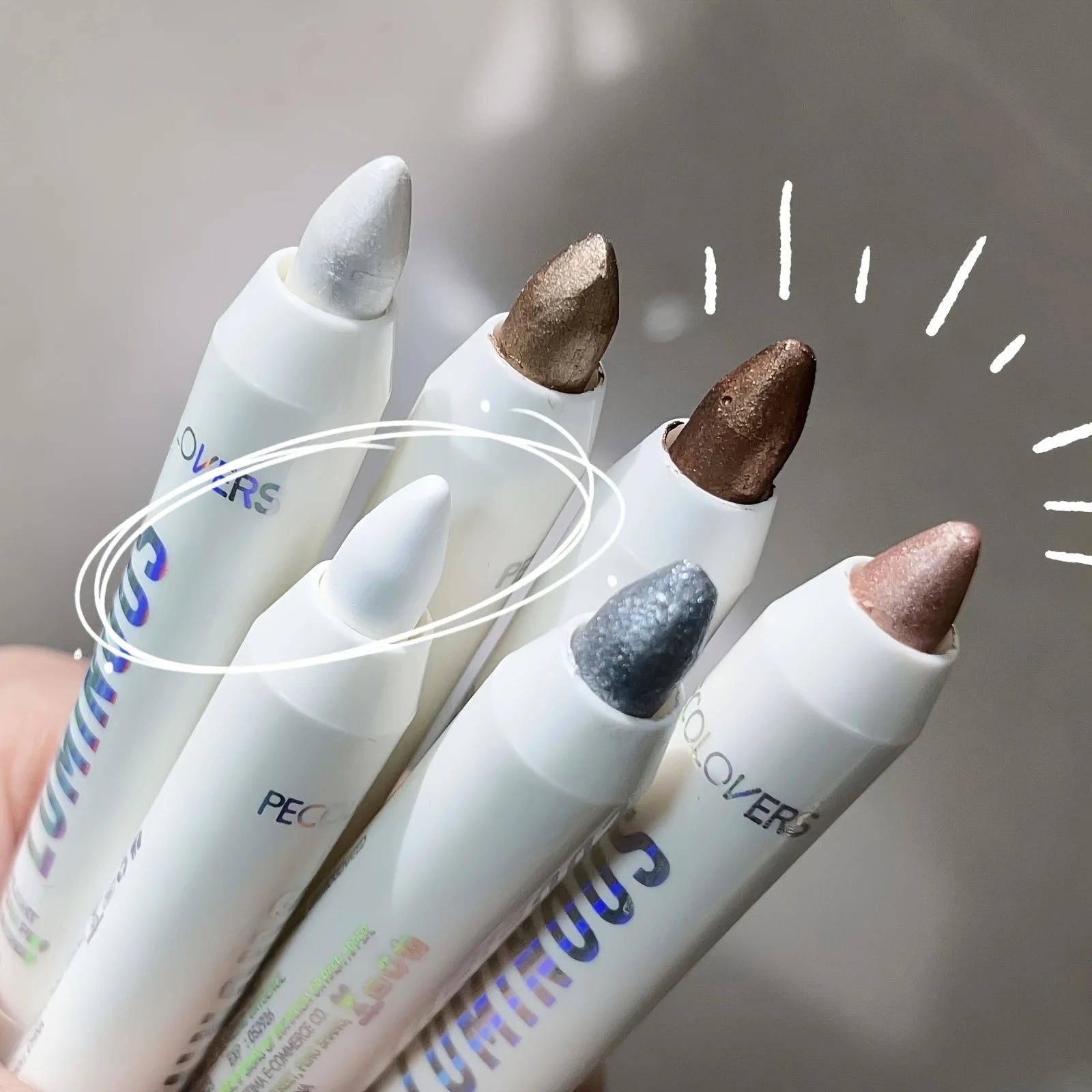 6 Colors Pearlescent Eyeshadow Eyeliner Pencil Waterproof Long Qme
