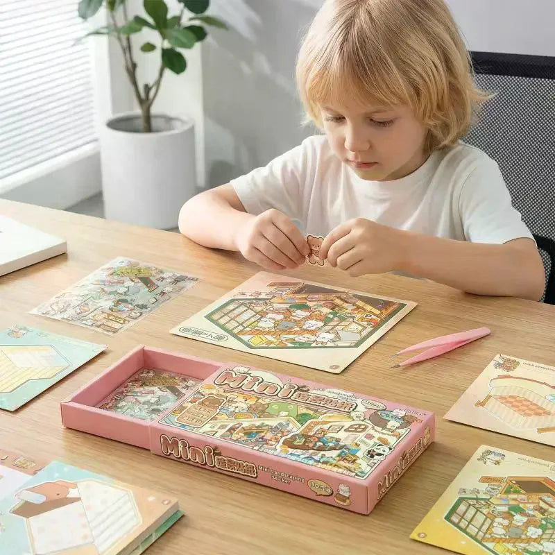 Box 3D Landscape Stickers Miniature Scene Collection Book Series Qme