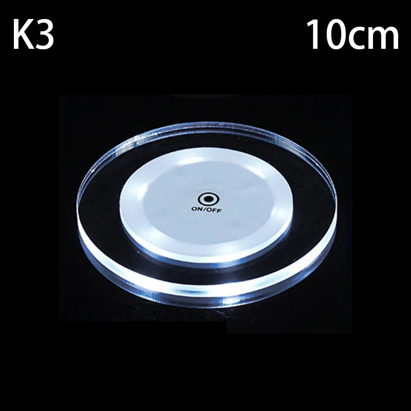 LED Coaster Acrylic Bar Cocktail Flash Base Mats Crystal Ultra-thin Qme 3