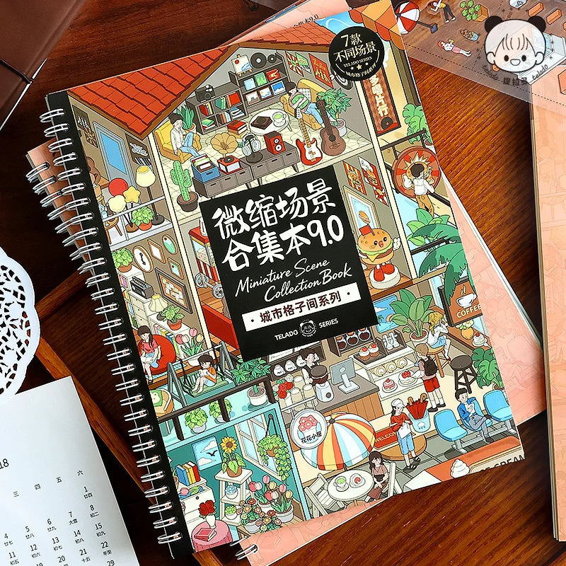 Stress Relief Miniature Scene Sticker Book 9.0, Rich Materials for Organizing & Relaxing, High-Value for Collection & Gifting Qme