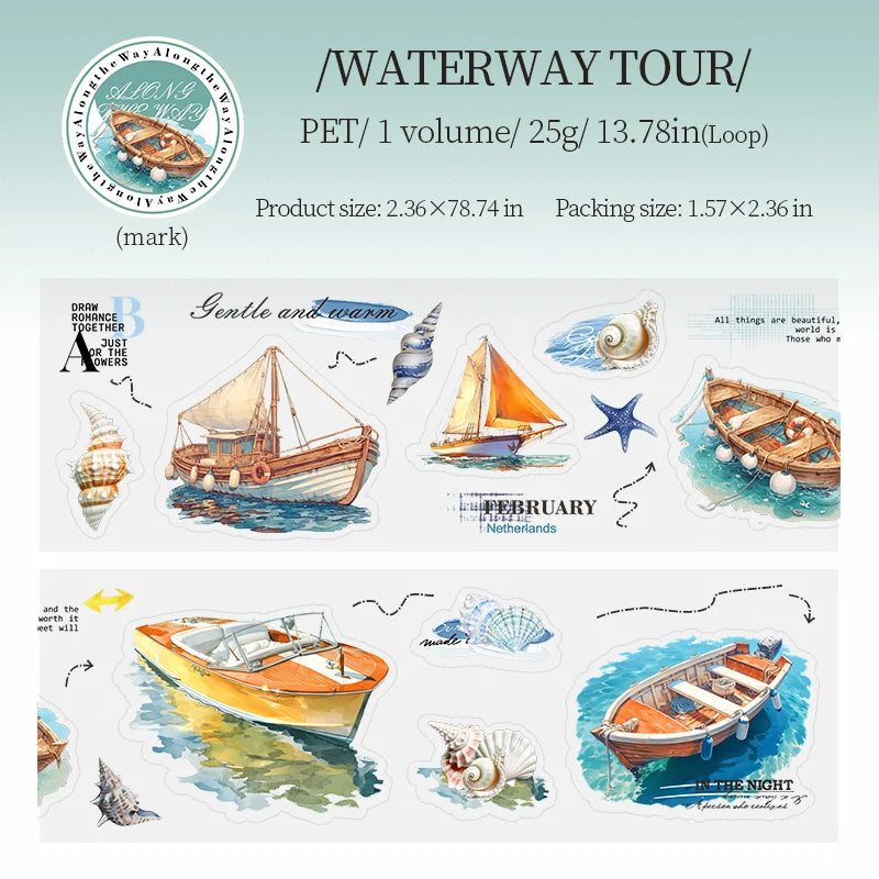 1 Roll Travel Journey Adventure Vehicle PET Tape for DIY Scrapbook Collage Art Journal Phone Case Notebook Decoration Qme 4