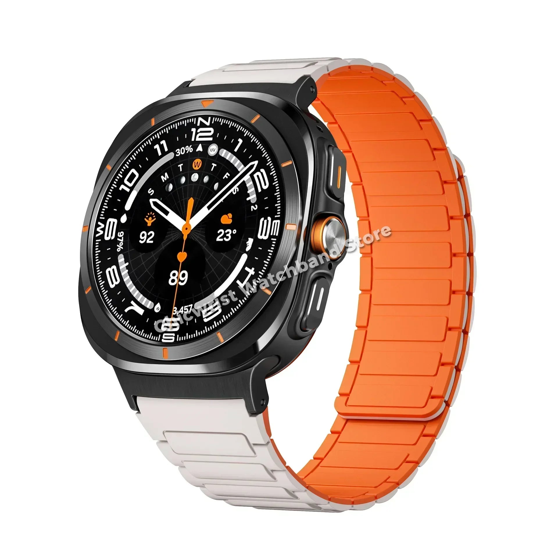 Silicone Sport Band for Samsung Galaxy Watch 7 Ultra 47mm Magnetic Loop Strap for Watch 7 Ultra 47mm No Gaps Curved End Bracelet Qme StarOB Galaxy Ultra 47mm