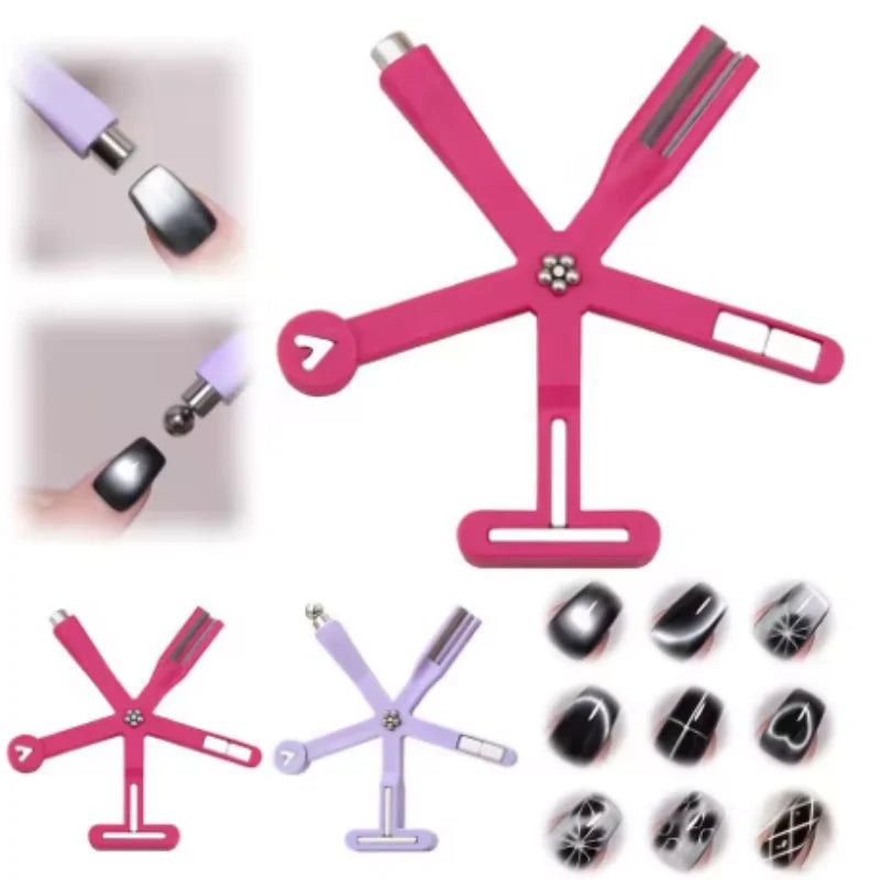 9 IN 1 Multi function Cat Eye Magnetic Stick Nail Magnet Board For Nail Gel Polish Line Strip Effect Magic Nail Art Tools Qme