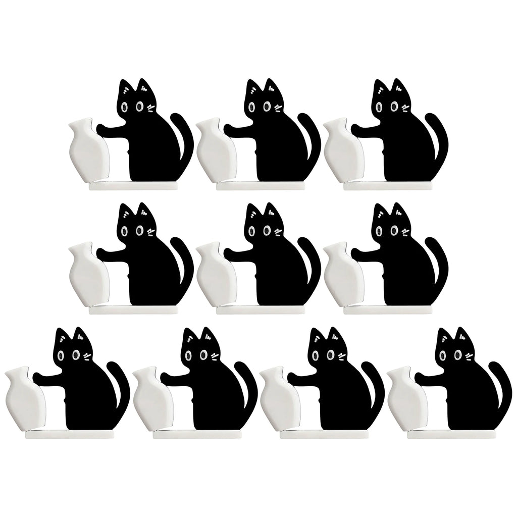 Refrigerator Magnets Black Cat Pushing Vase Decor Cat Whisker Collection Memorial Box Fridge Magnet Home Office Decor For Gift ﻿ Qme 10Pcs Black