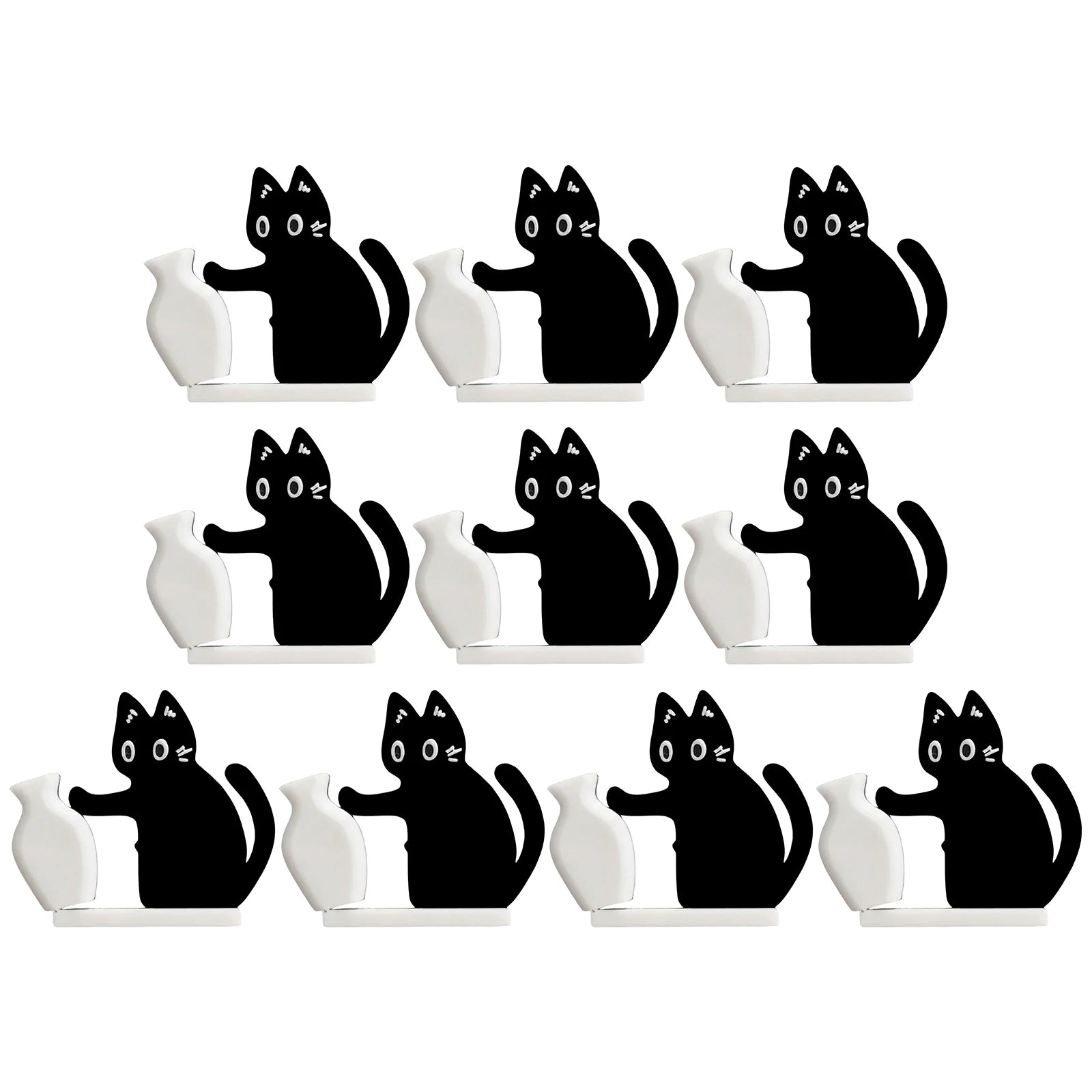 Refrigerator Magnets Black Cat Pushing Vase Decor Cat Whisker Collection Memorial Box Fridge Magnet Home Office Decor For Gift ﻿ Qme 10Pcs Black