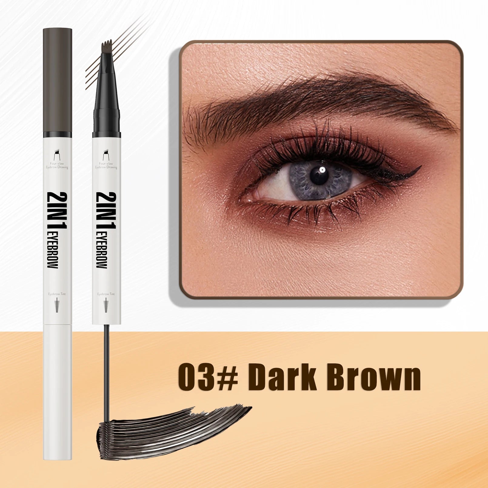 Waterproof Eyebrow Pen 2-in-1 Eyebrow Pencil And Tint Microblading Eyebrow Pencil with 4 Split Head for Perfect Brows Qme 9712-3