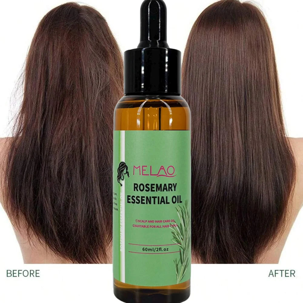 MELAO Organics Rosemary Hair Oil, Split Ends & Dry Scalp Massage Hair Essential Oils for Smoothing, Moisturizing, Healthier Hair Qme
