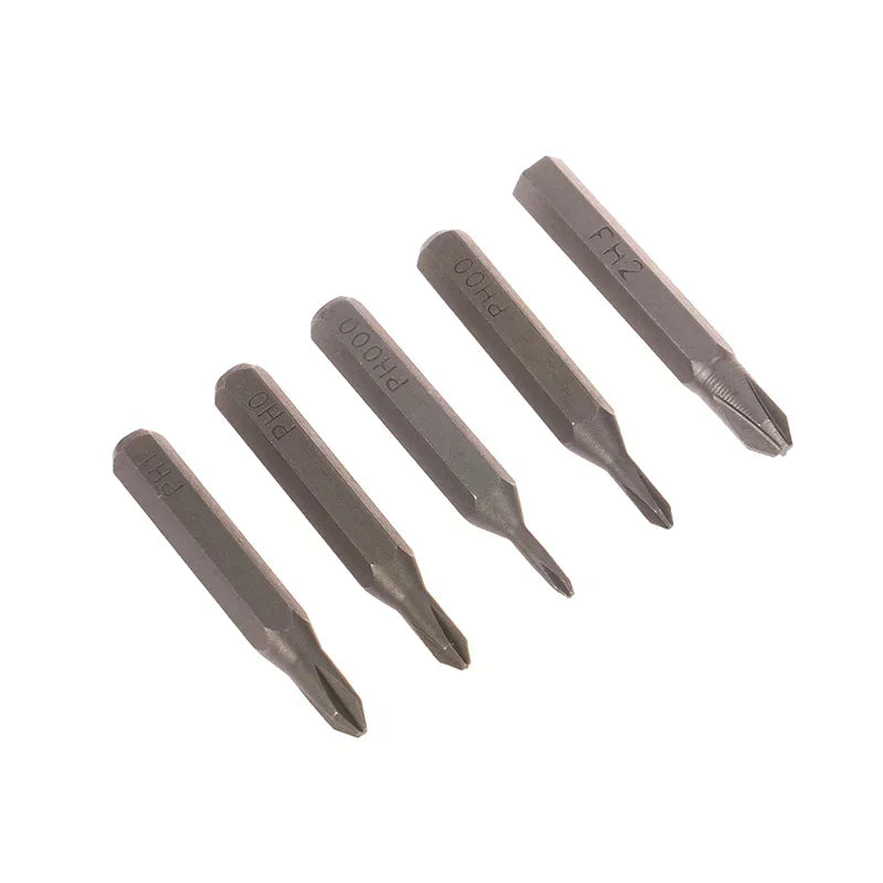 5Pcs H4×28mm Cross Screwdriver Bits PH000 PH000 PH00 PH0 PH1 PH2 4mm Hex Shank Professional Screwdriver Set Tools. Qme
