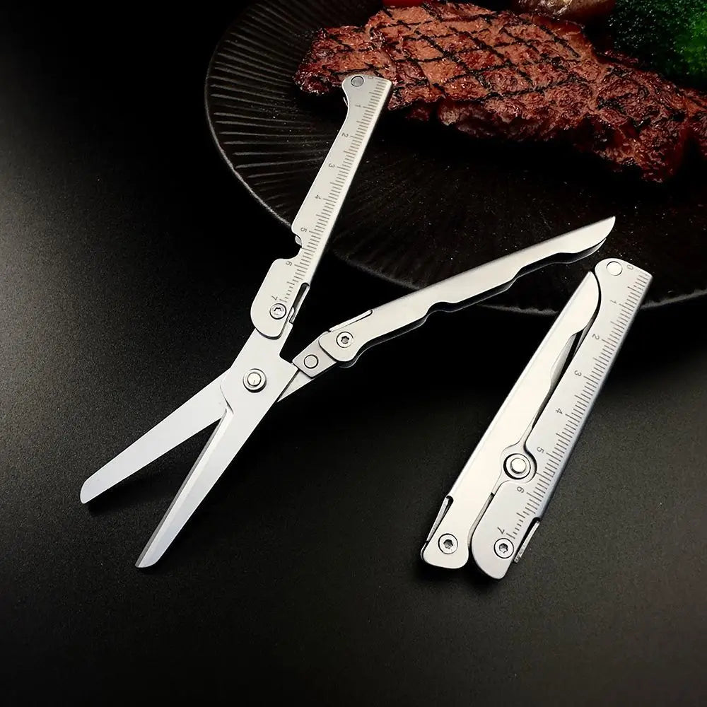 Outdoor Portable Folding Stainless Steel Multifunctional Scissors Qme Silver