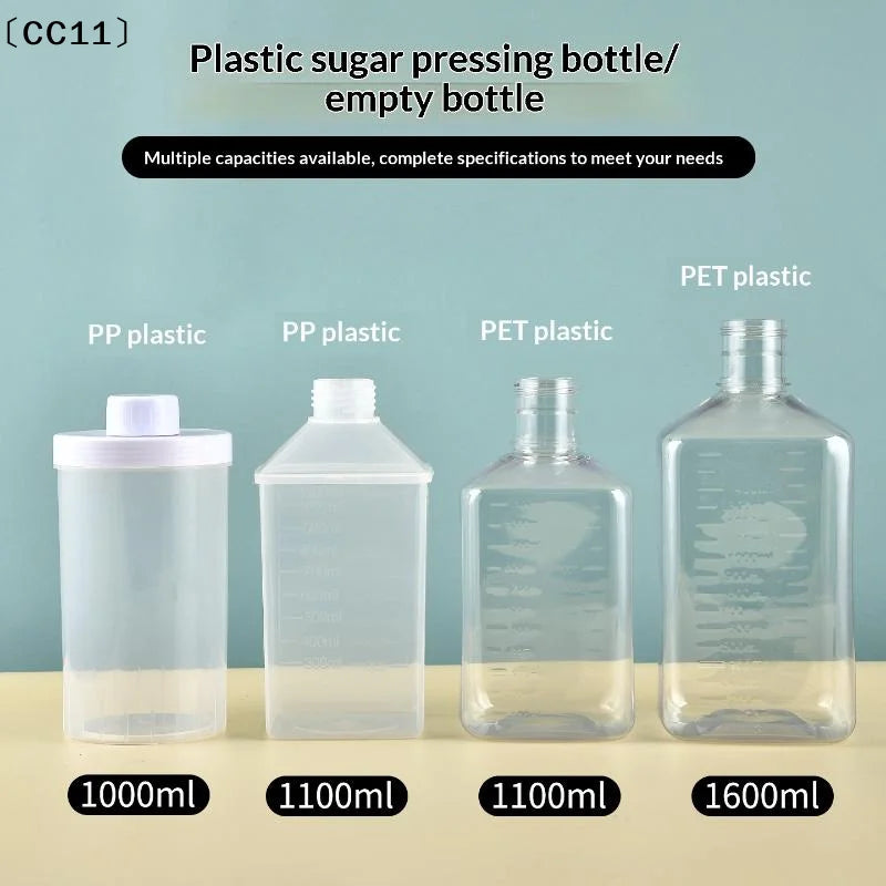 Syrup Dispenser Coffee Bar Plastic Empty Bottles Bottle Lid Kitchen Qme