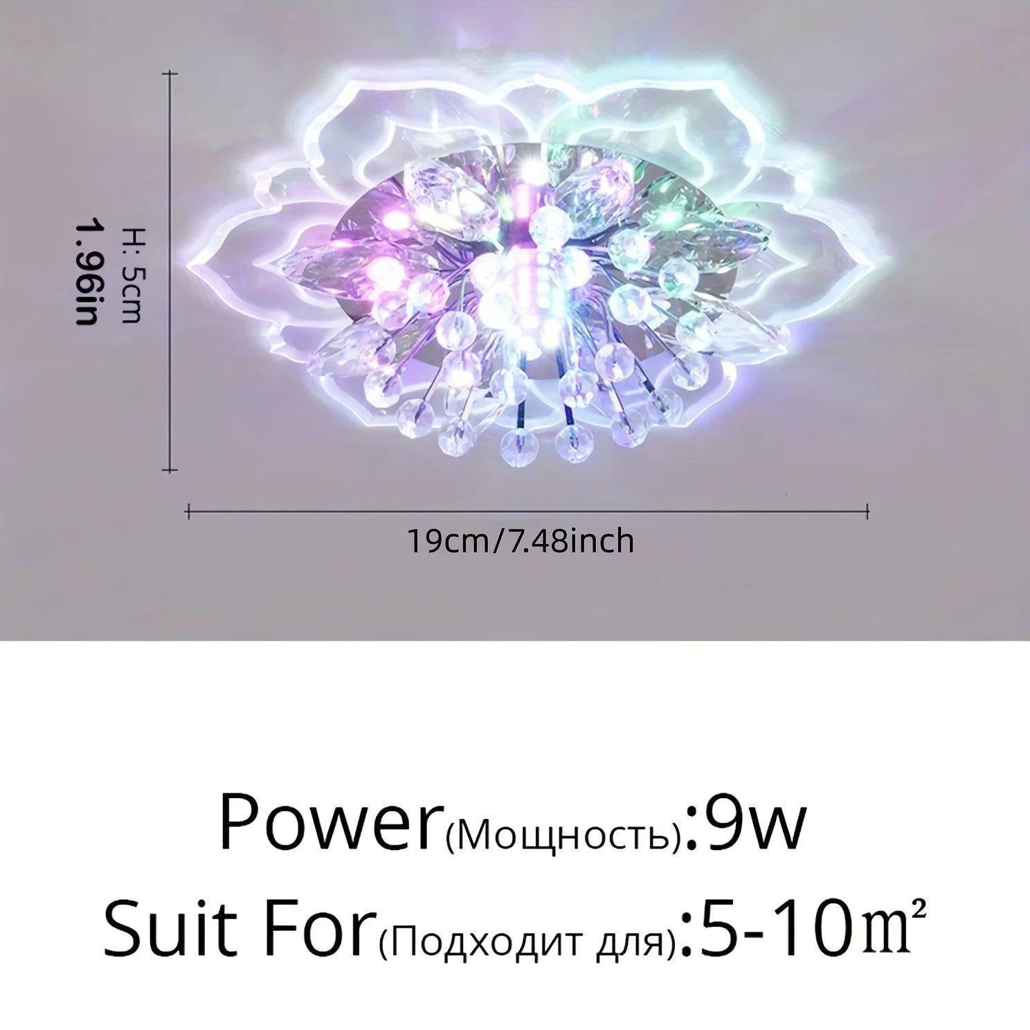 20cm LED Crystal Ceiling Light Modern Flower Shape Ceiling Lamp Hallway Living Room Lamp Bedroom Kitchen Corridors Aisle Light Qme Embedded Color
