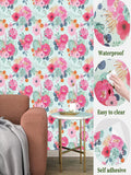 Floral Self Adhesive Wallpaper Waterproof Removable Wall Decal Qme Teal Blue 45cmx6M
