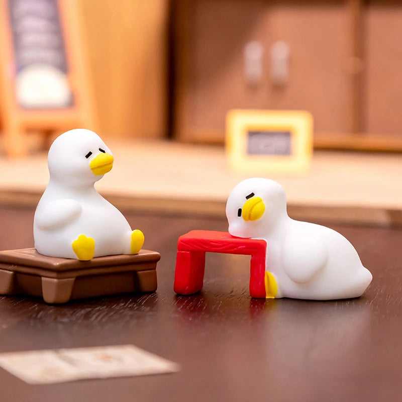Cute White Duck Animal Micro Landscape Ornaments Home Desk Decoration Qme