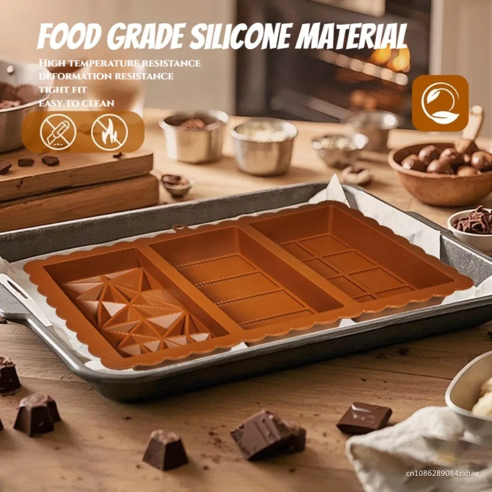 3-in-1 Silicone Chocolate Bar Mold Dubai Luxury Candy Break Apart Qme