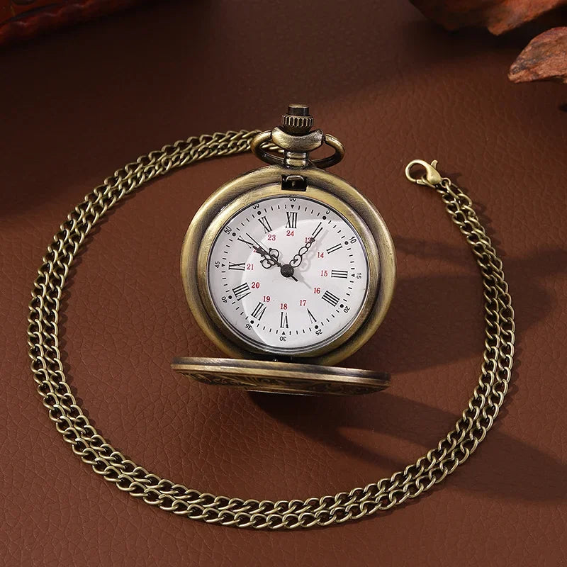 2026 Vintage Bronze Romantic English Vintage Classic Pattern Pocket Watch Roman Numerals Antique Pocket Watch Father's Day Gift Qme